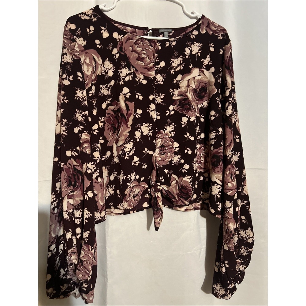 Charlotte Russe Floral Cropped Long Sleeve Top Size XL